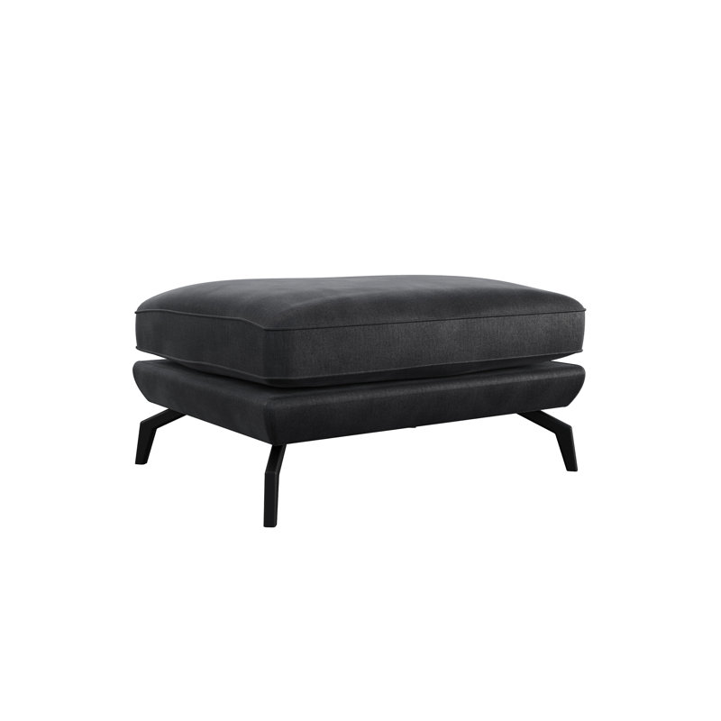Unic 90cm Wide Velvet Rectangle Solid Colour Footstool Ottoman, Charcoal Grey