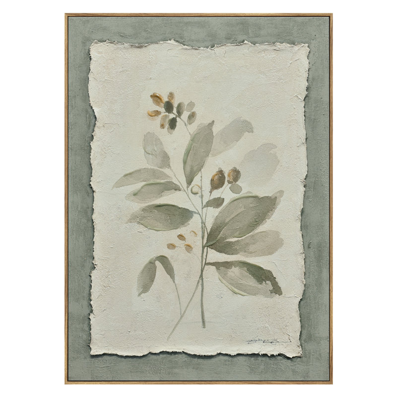 Fleurs sur papier I, art mural sur toile - 20 po x 28 po - Cadre en bois foncé