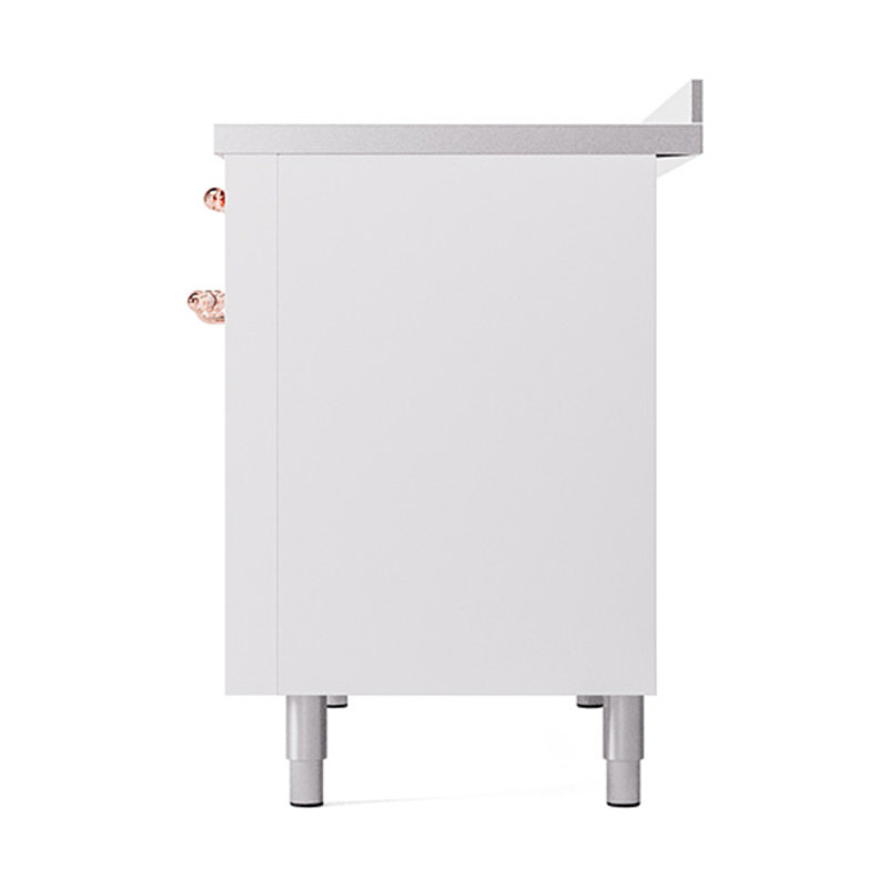 ILVE Nostalgie II Noblesse 48 po à induction avec 6 éléments à induction (porte pleine), Blanc / Cuivre