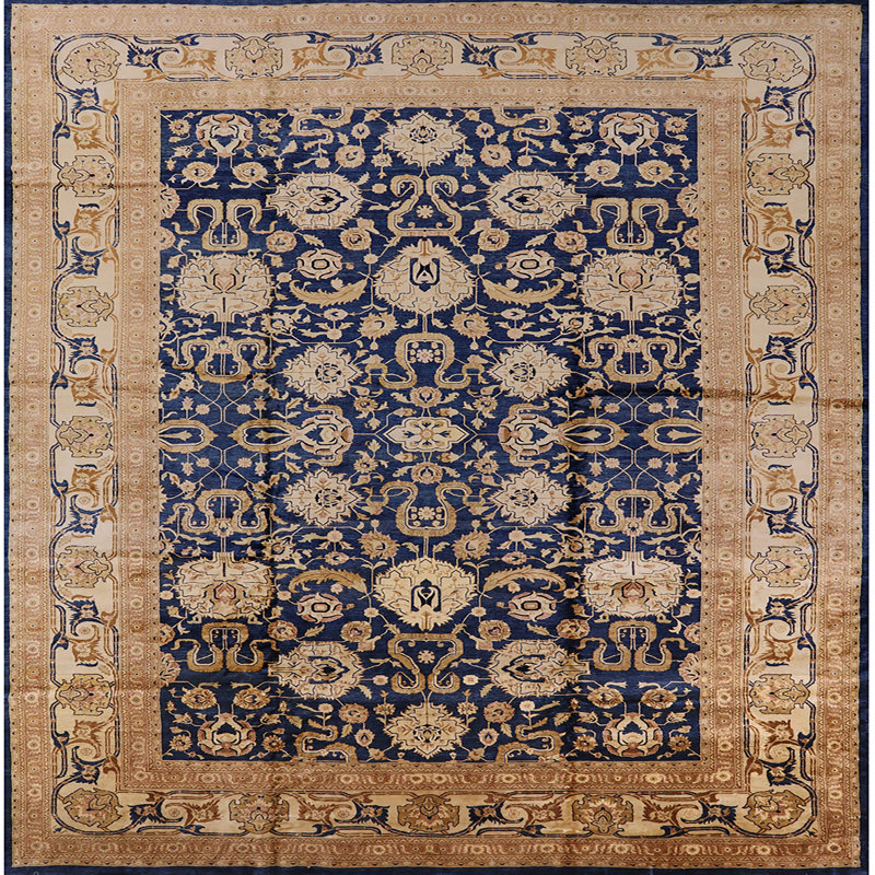 Tapis brun / bleu Chi, Carré 7 pi