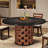 47-Inch Round Farmhouse Circle Kitchen Dining Room Table for 4-6 People Wood Rectangular Block Base
