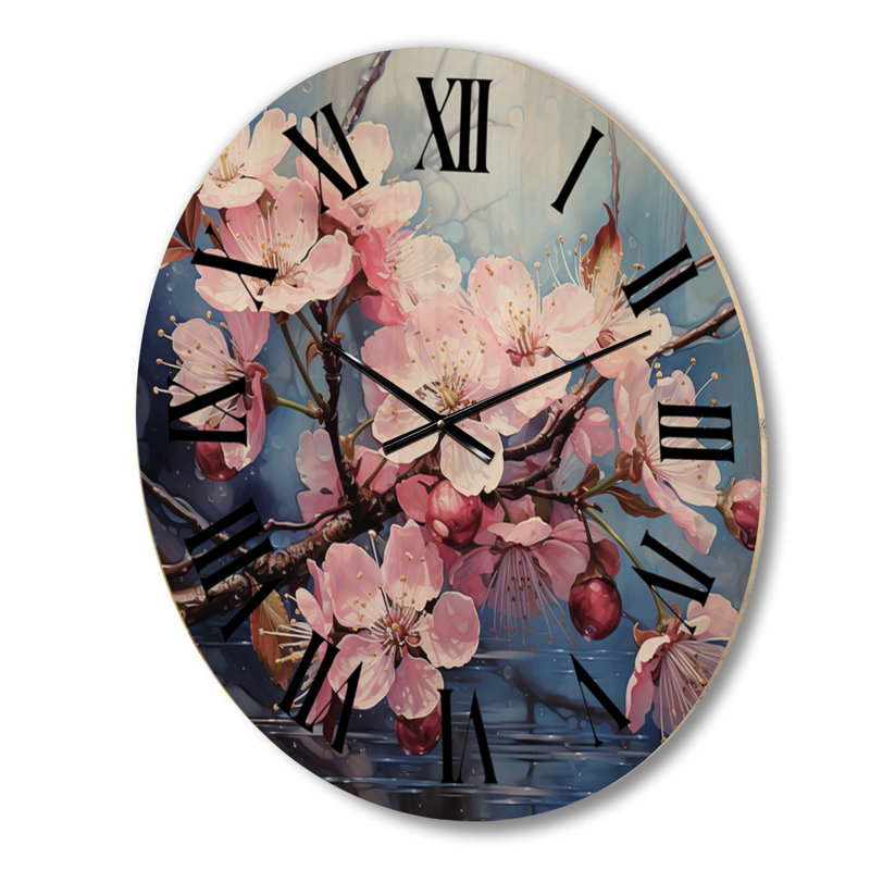 Horloge murale en bois massif Vernetha, Grand