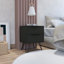 Table de chevet Skyoner 2, pieds Harpin, deux tiroirs, finition wengé noir-404275292