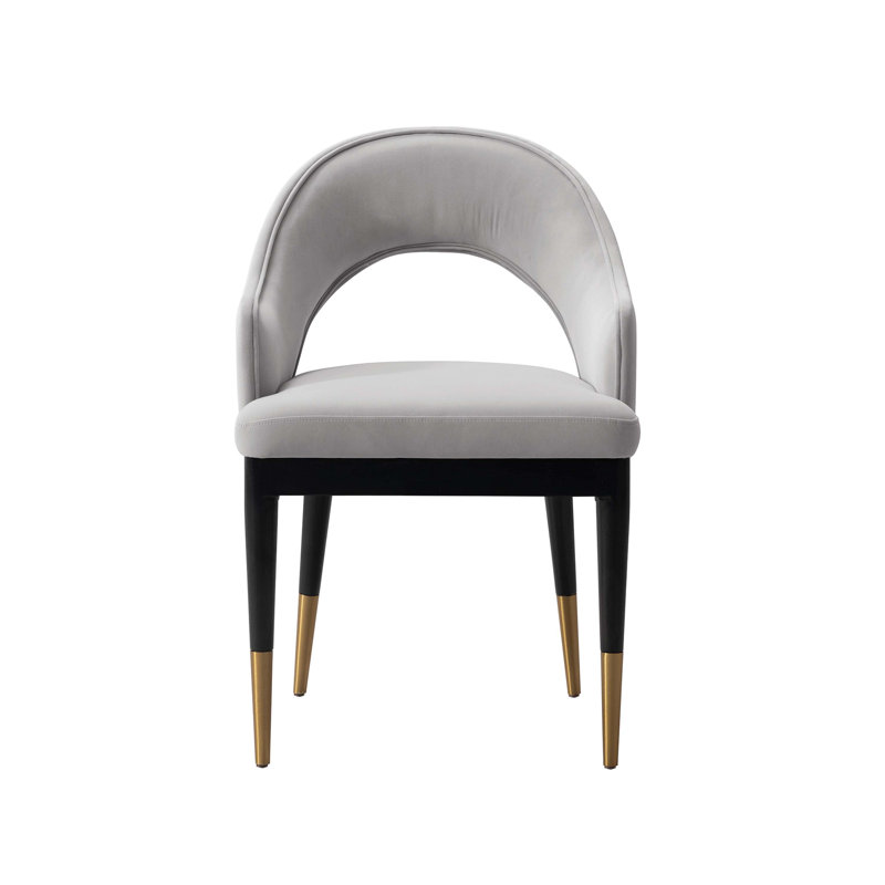 Gabelus Modern Velvet Upholstered Dining Armchair in, Light Gray, 1