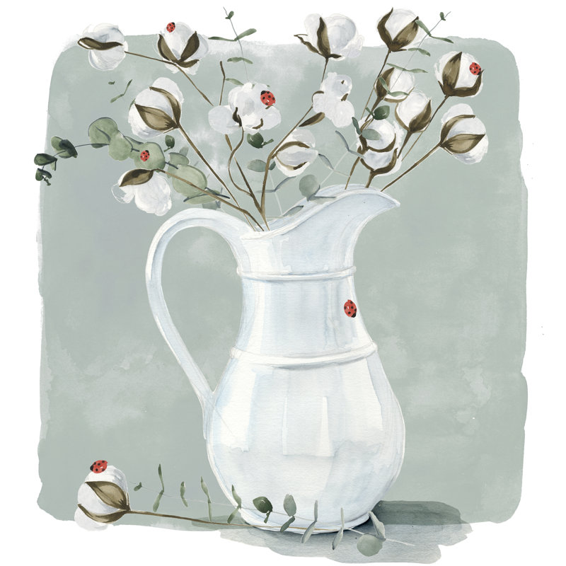 «Cotton Bouquet II», peinture sur toile, H 12 po x l 12 po, Toile tendue