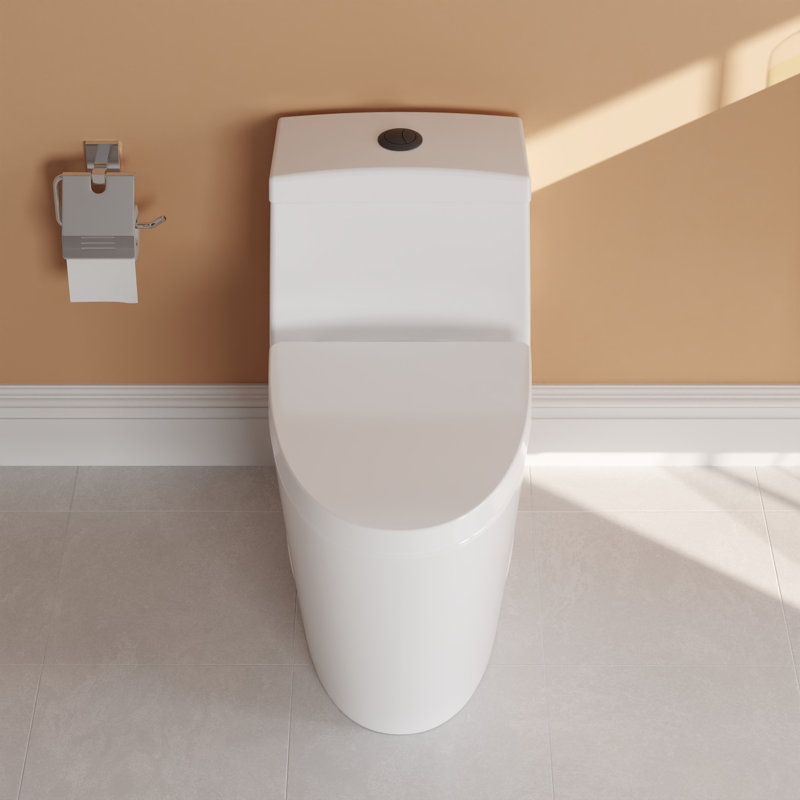 DeerValley Prism Dual-Flush Elongated One-Piece Toilet with Glazed Surface Lower Water Tank for Space Saving (Seat Included)