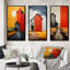 Paysage, grange, patchwork, ensemble de 3 pièces d'art campagnard-1167822874-1167822878