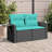 Ebern Designs Patio Sofa With Cushions 2-Seater Black Poly Rattan-1011659591