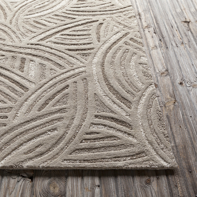 Lefler Authentic Hand-Tufted Handmade Brown, Beige & Ivory Modern Abstract Swirl Mixed Texture Wool & Polyester Area Rug