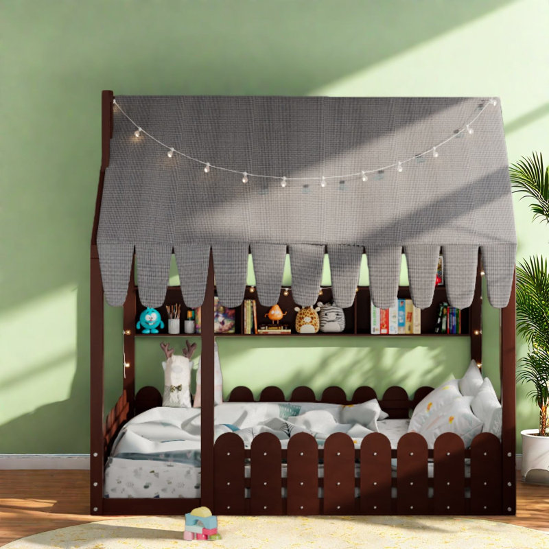 Lit rustique Montessori, en bois massif, idéal pour la chambre d'enfant