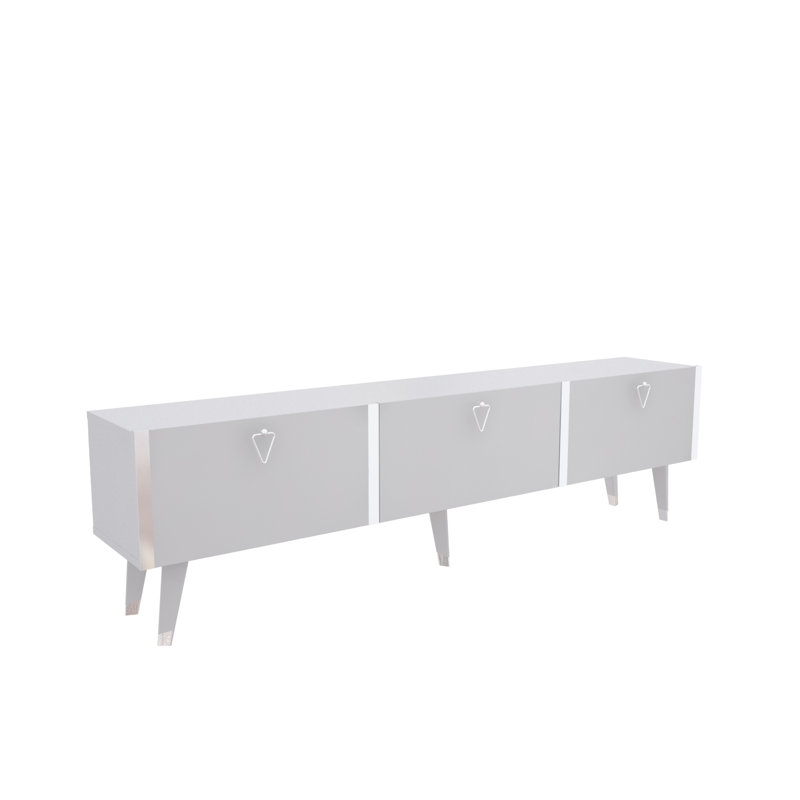 Melynda TV Stand - TVs up to 70", Gloss White/Silver