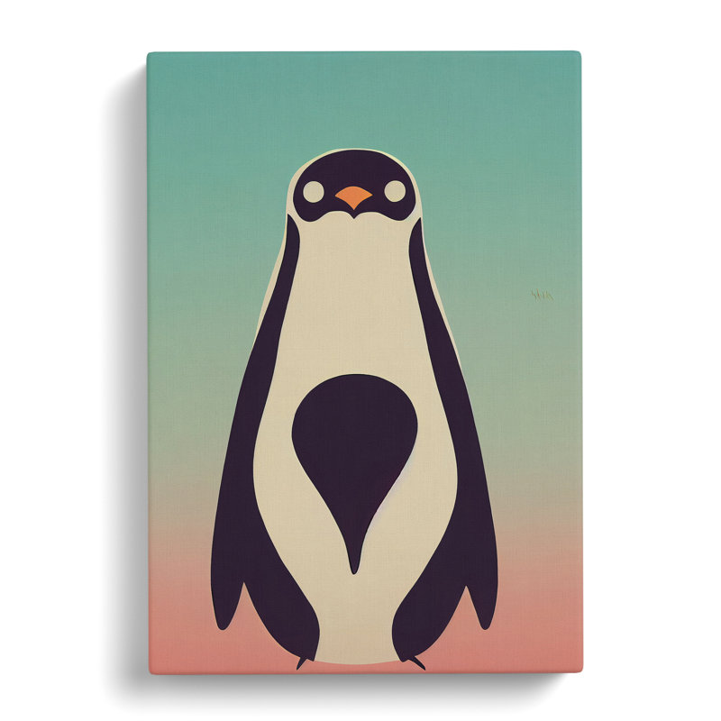 Penguin in Abstract No.6 - Wall Art, Wrapped Canvas, 76cm H x 50cm W x 3cm D, No Matte