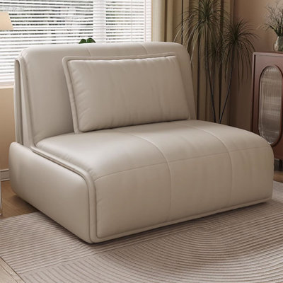Canapé-lit modulaire en similicuir blanc crème avec rangement