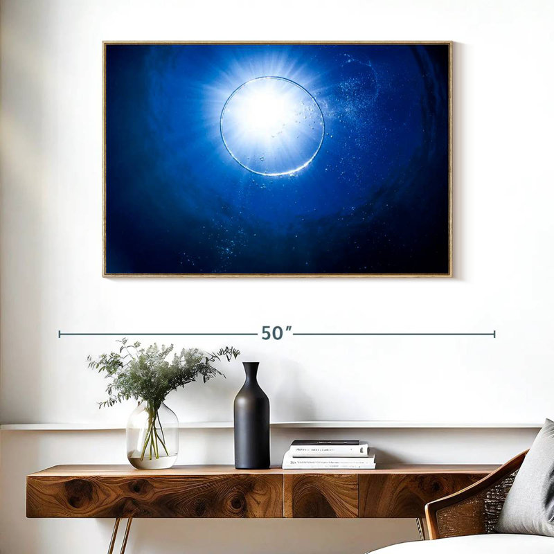 Bulle sous l'eau, Cadre flottant en bois naturel, 40 po x 27 po