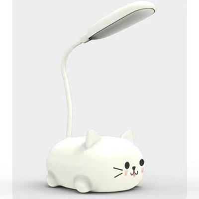 Lampe de bureau DEL en forme de chat avec veilleuse, lumière de table rechargeable USB avec protection des yeux, lueur blanc chaud, lampe de lecture réglable pour chambre d'enfant, chambre de bébé et dortoir