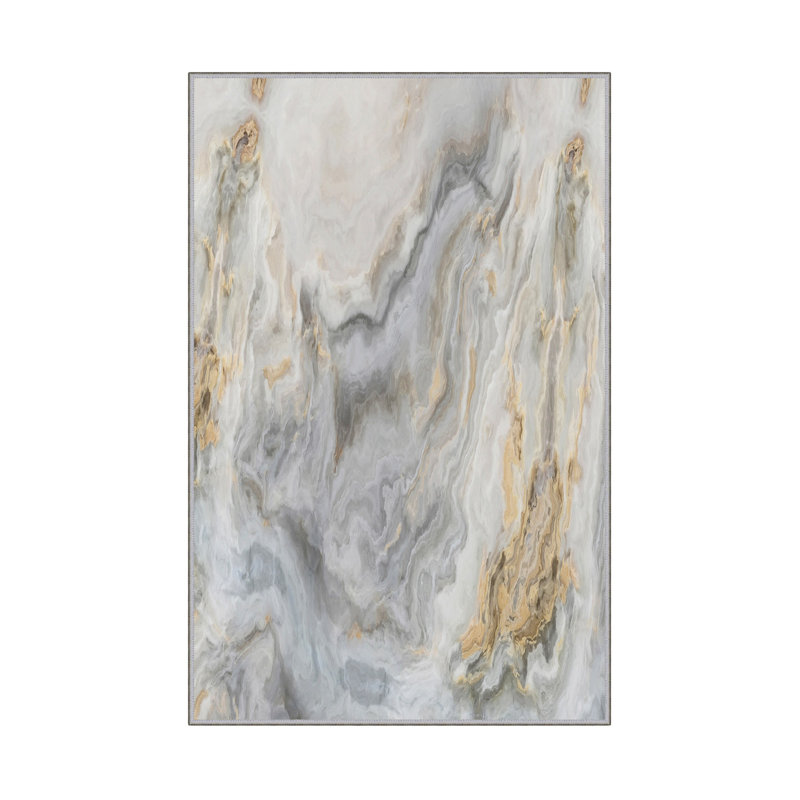 Elegant Hall Carpet, 3D Digital Print Design, 3.9 x 4.9 ft | 100% Polyester, Antibacterial, Non-Slip PVC Dot Underside, Pile Height: 0.04 in, Machine Washable, Perfect for Living Room & Entryway Decor