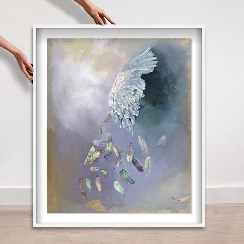 Oliver Gal Michaela Nessim - Wings of Hope Abstract - Luxury Shadowbox Framed Wall Art, 46.5" H x 37.5" W, White