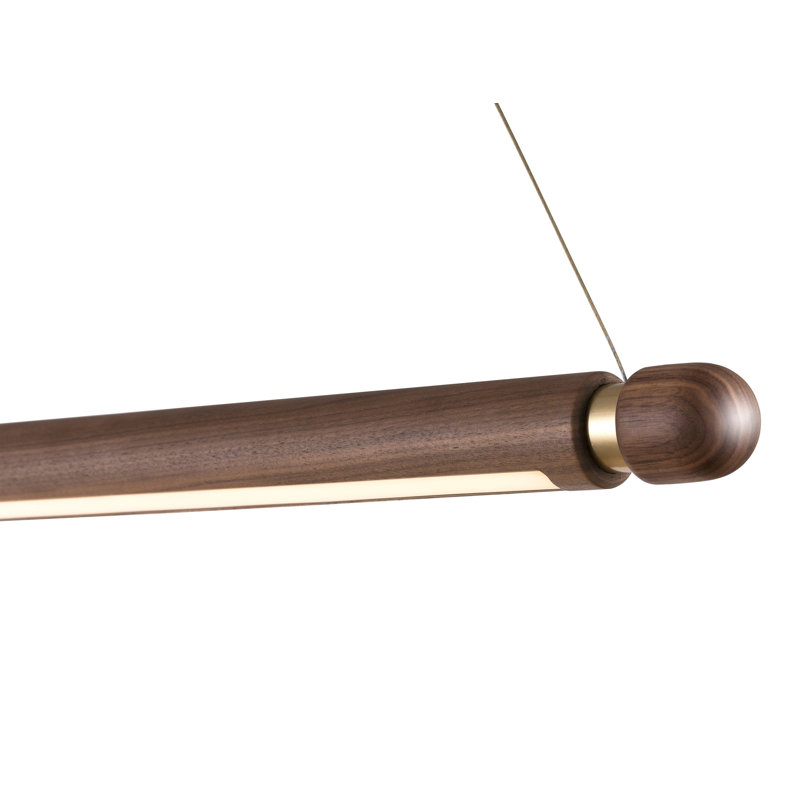 Linea 1 - Light LED Kitchen Island Pendant, Brass, Walnut