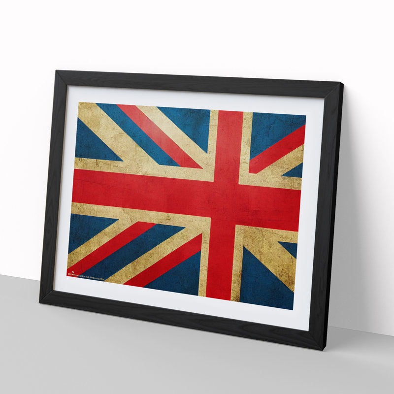 Vintage Union Jack Flag Vol.4 - Framed Print, Black, 46cm H x 64cm W x 2cm D