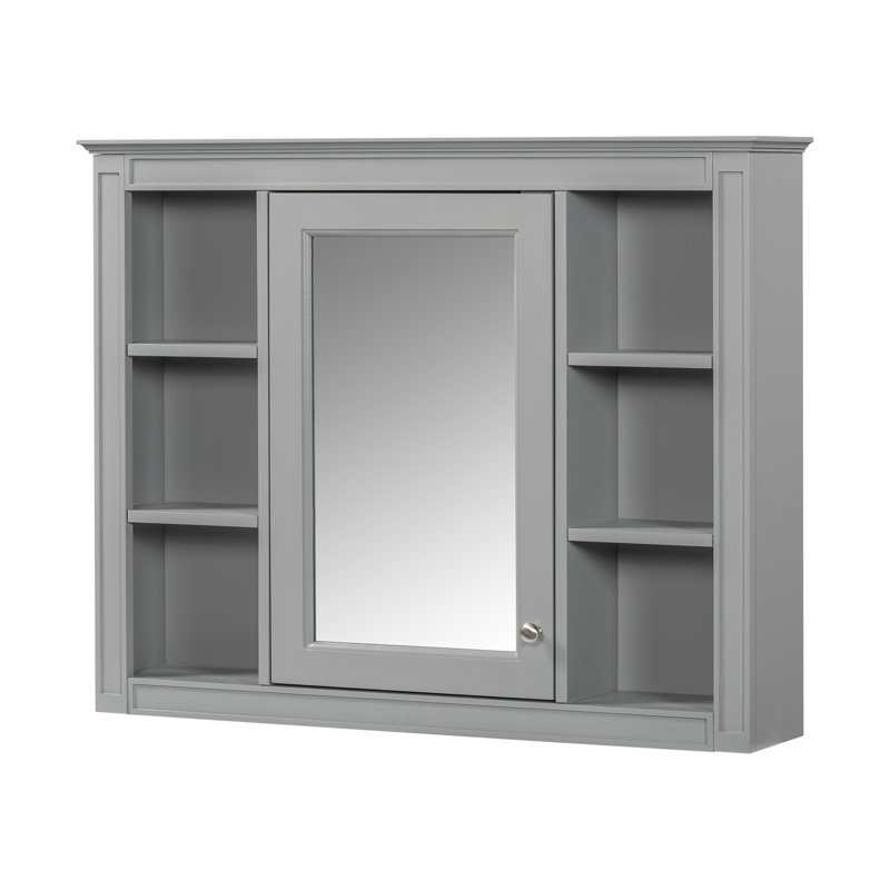 Armoire de salle de bain murale avec miroir, Gris