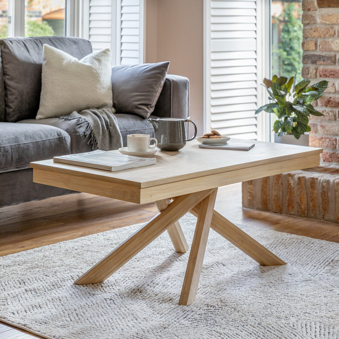 Brianney Solid Wood Cross Legs Coffee Table