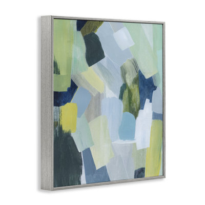 «Layered Green Brush Strokes», art de la giclée encadrée par Grace Popp