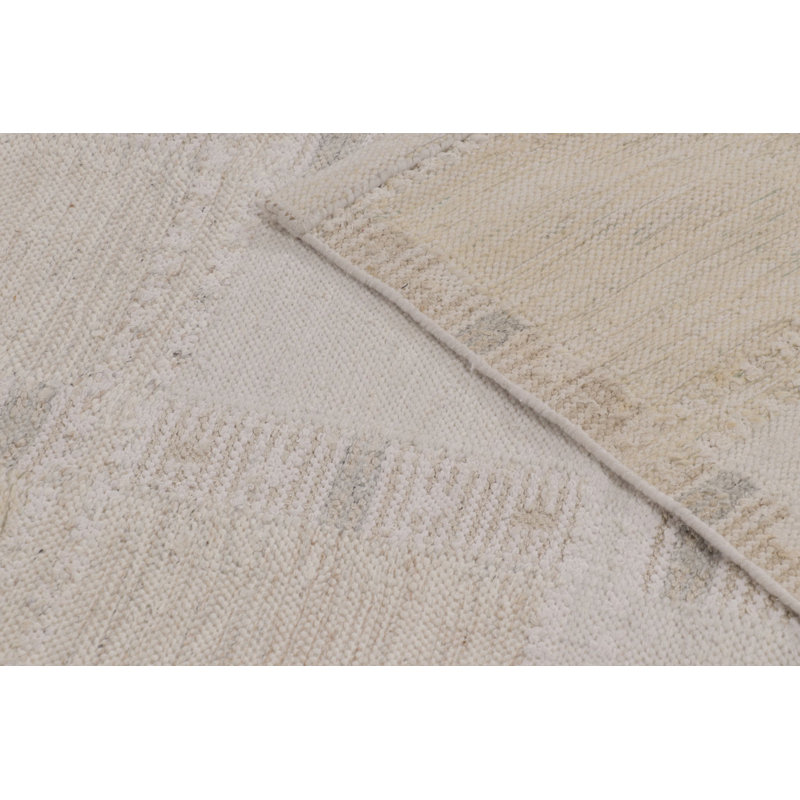 Vintage Wool Geometric Area Rug in White, Cream