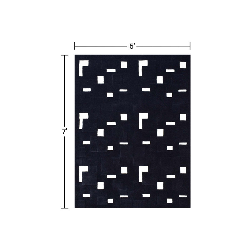 (5 pi x 7 pi) Tapis en laine touffeté à la main avec dossier en latex, tapis antidérapant, Rectangle 5 pi x 7 pi
