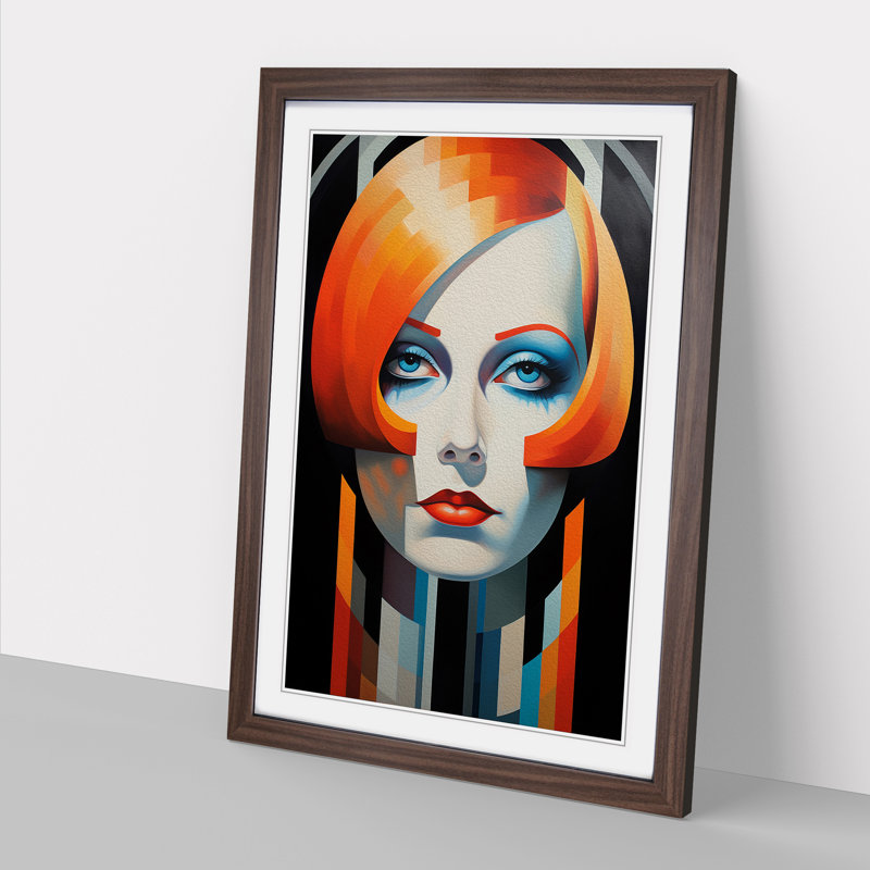 Greta Garbo Constructivism - Framed Print, 64cm H x 46cm W, Walnut Framed