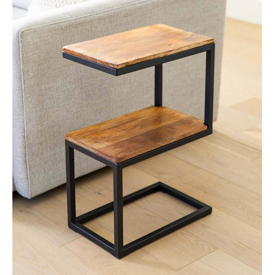 Solid Wood Top End Table with Storage
