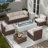 6 - Person Outdoor Seating Group with Cushions and Fire Pit Table-1478393685