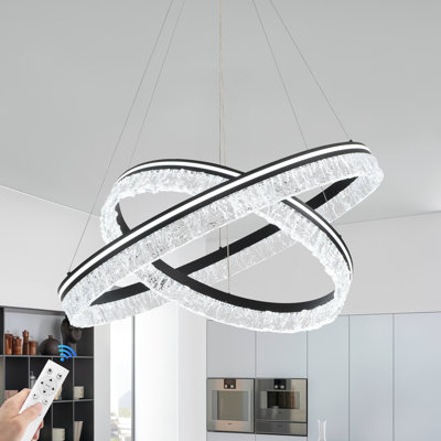 Modern Led Ring Chandelier Dimmable Pendant Light With Remote, Adjustable Ceiling Light Fixture For Living Room Dining Room Bedroom Foyer Kitchen Island