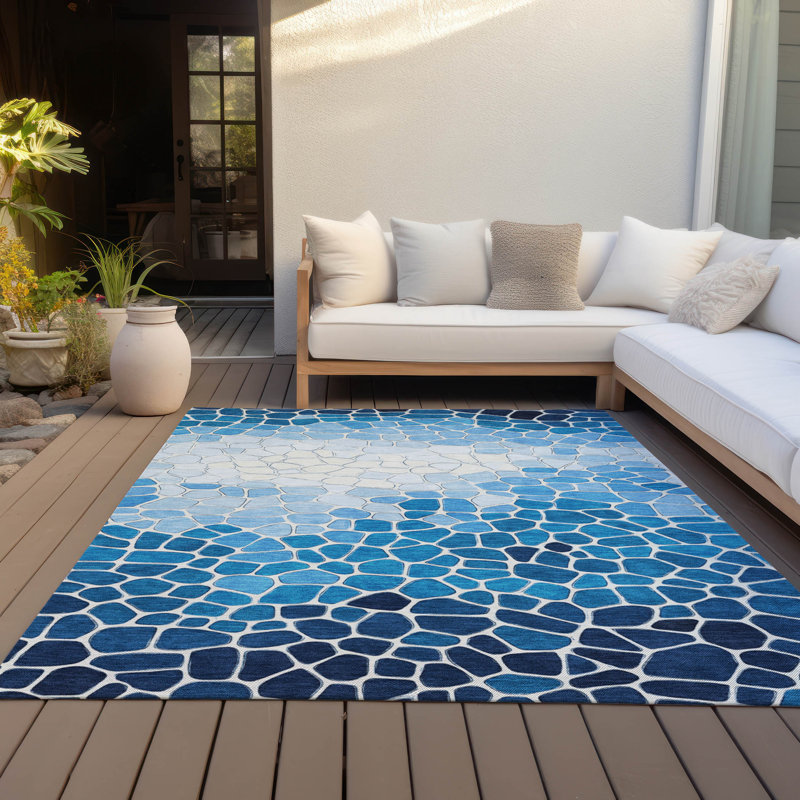 Tapis géométrique intérieur / extérieur lavable à la machine Husby ACN2190, Rectangle 10 pi x 14 pi