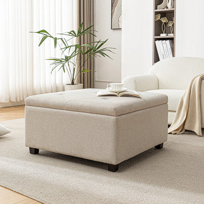 Hokku Designs Eloise Fabric Tufted Square Storage Ottoman