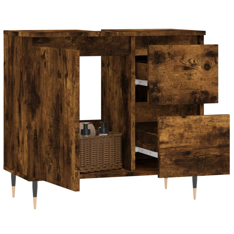 Brizia Bathroom Cabinet, Smoked Oak