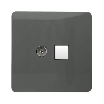 Trendi Switch 2 Gang Female TV Co-Axial & Telephone Sockets