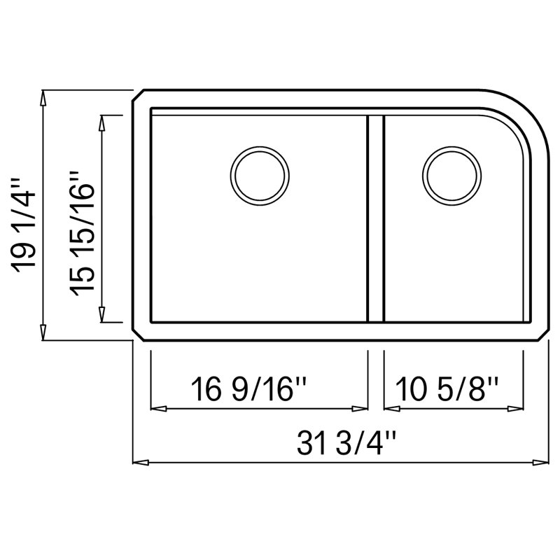 Radius 31.5'' L Double Bowl Kitchen Sink, Espresso