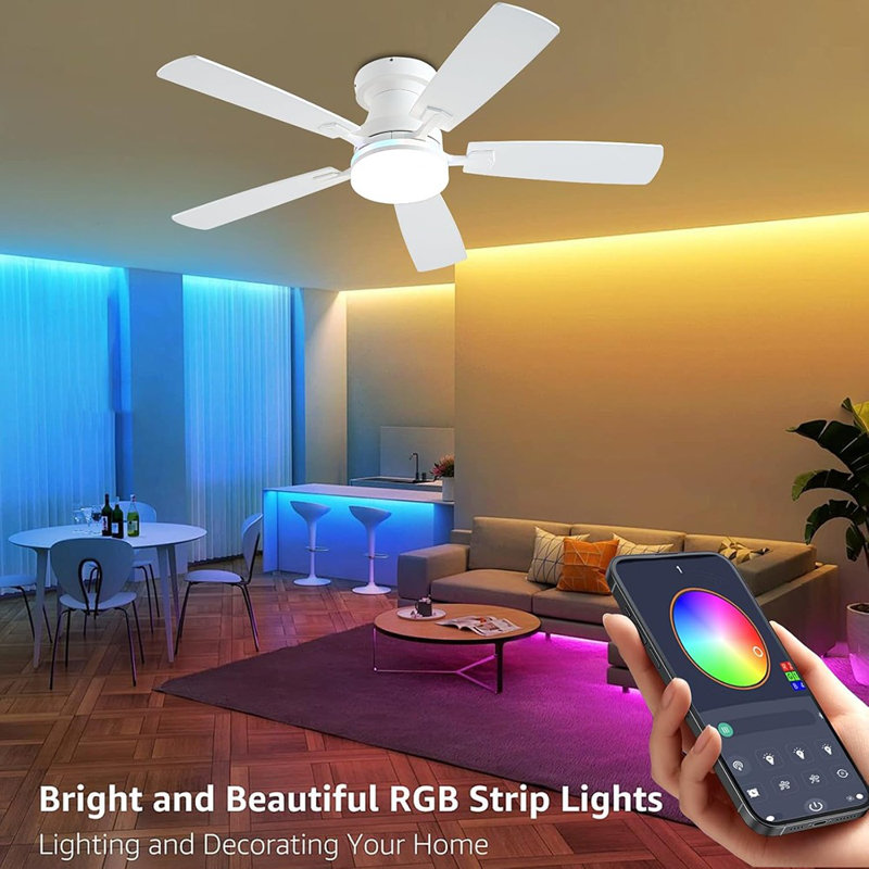 Ventilateurs de plafond avec lumières, ventilateur de plafond à profil bas de 48 po ...