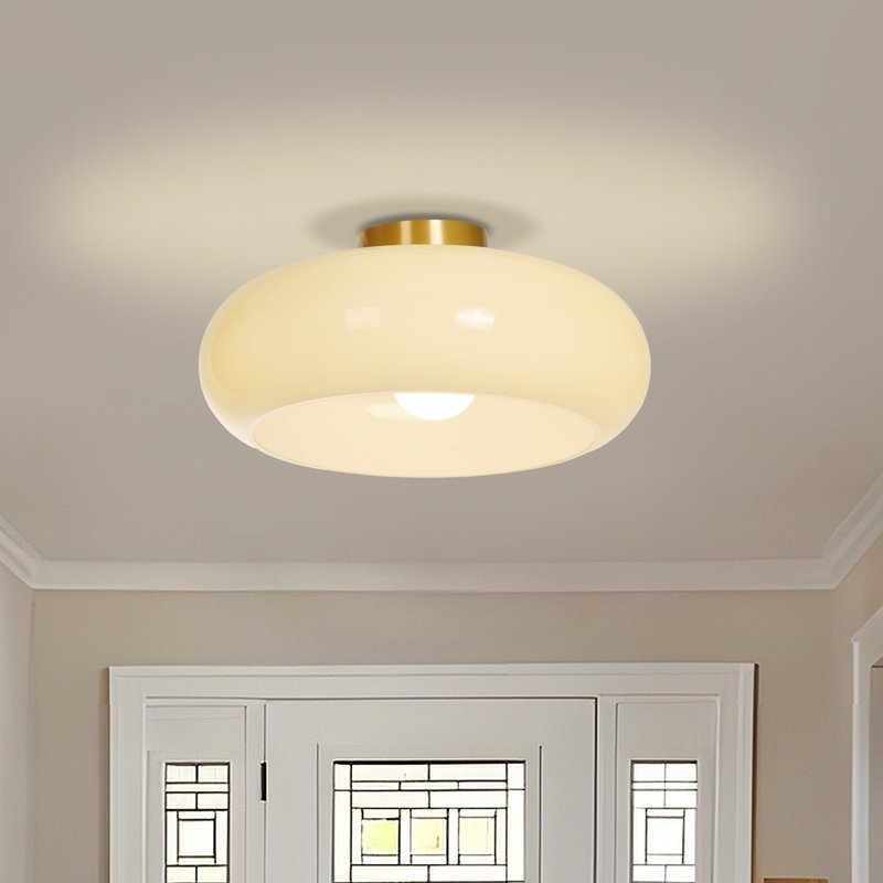 Modern Glass Flush Mount Ceiling Light for Entrance Hall, 5.31" H x 15.75" W x 15.75" D