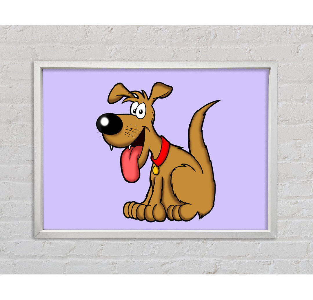 Happy Dog Cartoon With Tongue Out Baby - Einzelbildrahmen Kunstdrucke auf Leinwand