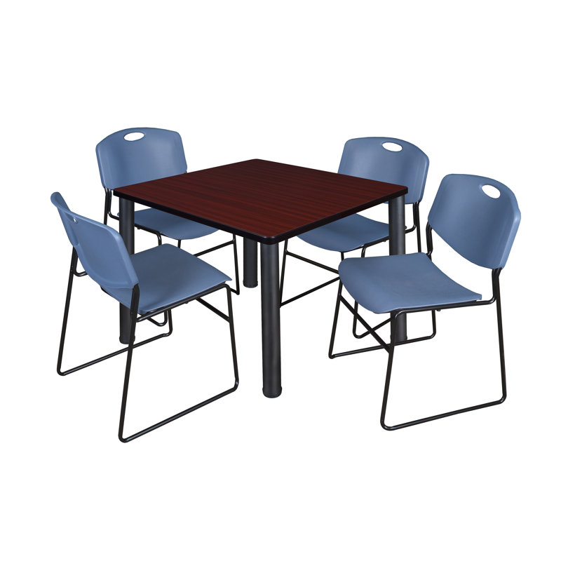 Ensemble de table de salle à manger et de chaises Albaugh, Noir, H 29 po x l 36 po x P 36 po, Acajou