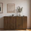 Buffet moderne cannelé avec tablettes réglables et poignées en métal-108189800