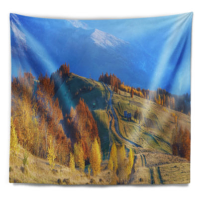 Tapisserie «Route de campagne» sur les montagnes en automne