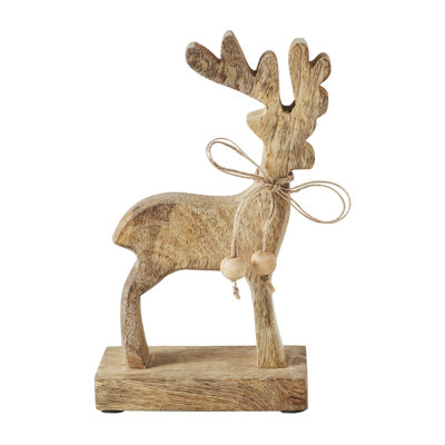 Figurine festive en bois de renne