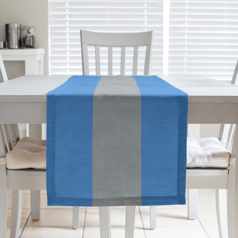 Chemin de table rouge football rayures Tennessee, L 72 po x l 16 po, Bleu / Gris, Polyester