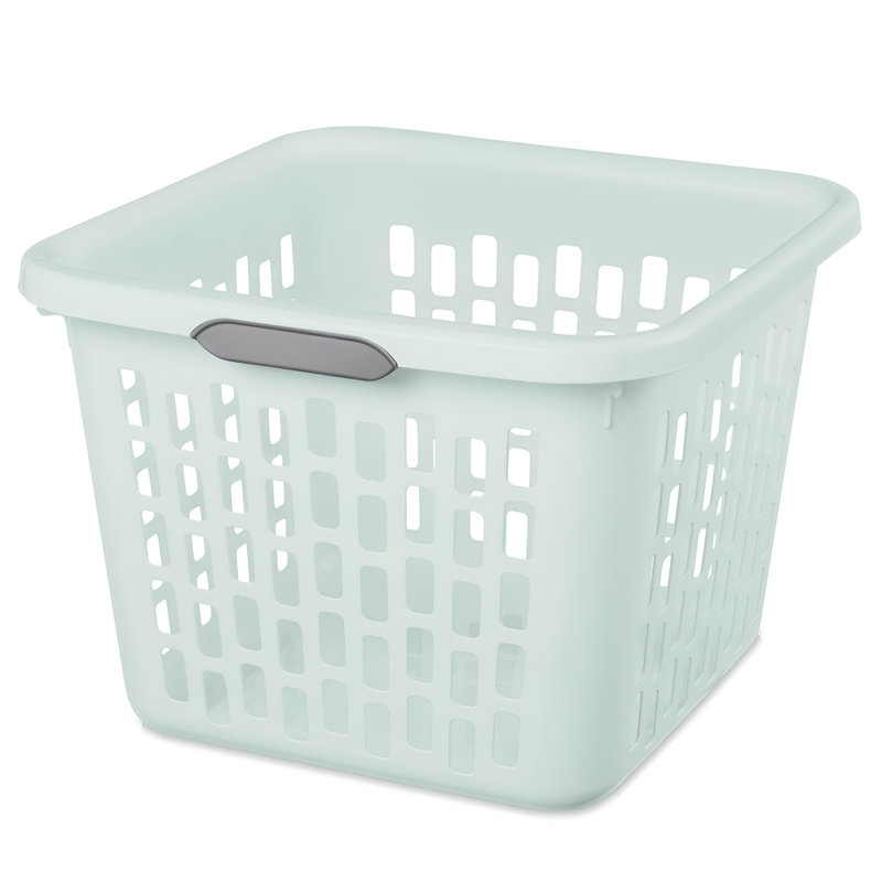 Sterilite Laundry Basket, 1.5 Bushel Plastic Hamper with Handles, 18 Pack, Mint