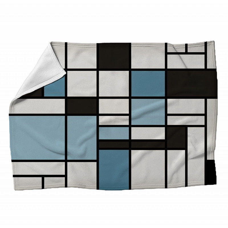 Machine Printed Throw Blanket, 60" L x 50" W, Plaid, Black/Blue