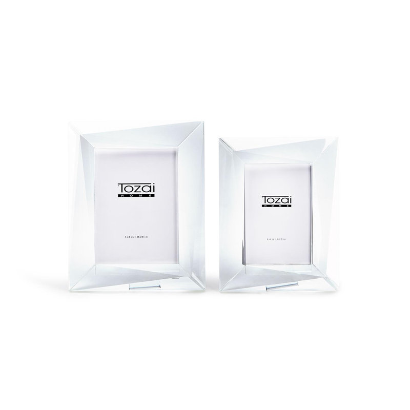 Harpa Crystal Photo Frames Set of 2 Glass-5"x7" Tabletop Picture Frames Gift Box Home Decor