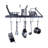 36" Solid Frame Bookshelf Wall Rack with Straight Arms & 8 Hooks