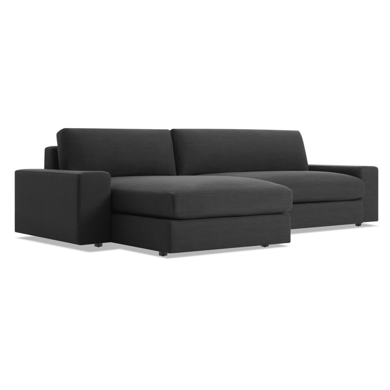 Esker Chaise Sectional, Left Hand Facing, Storm Velvet